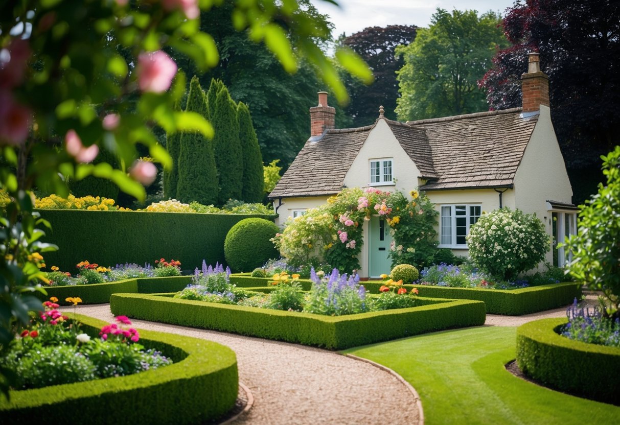 a house with a garden and bushes