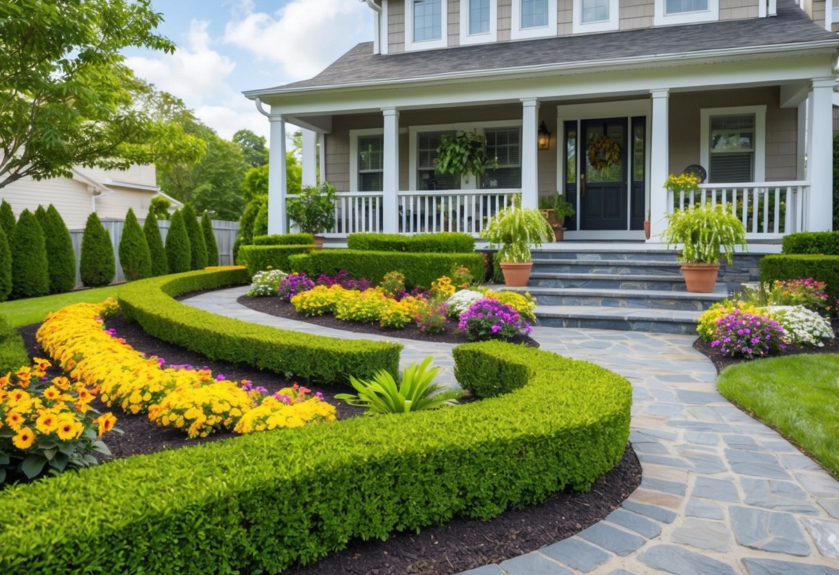 a house with a garden and stairs