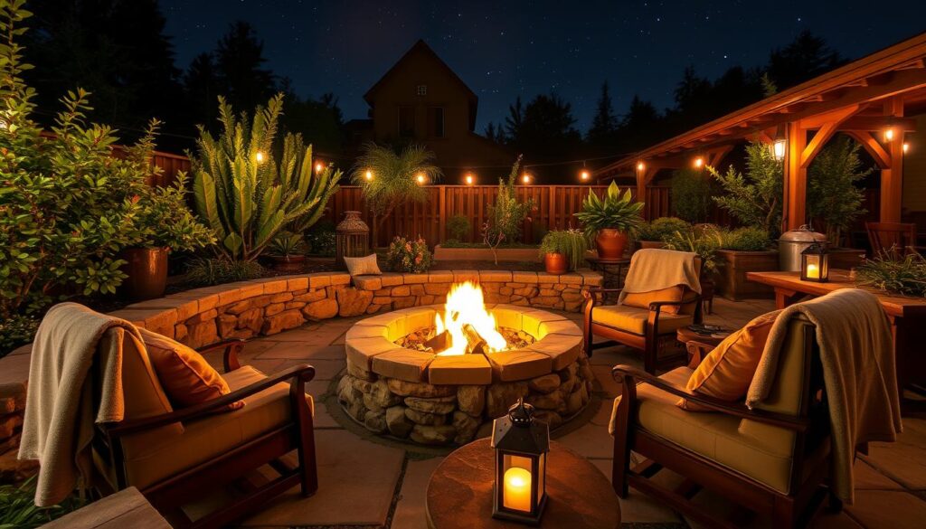 outdoor area with firepit