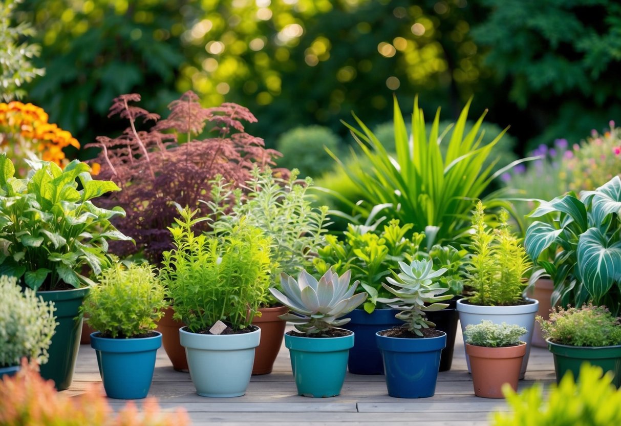 a group of potted plants on a table