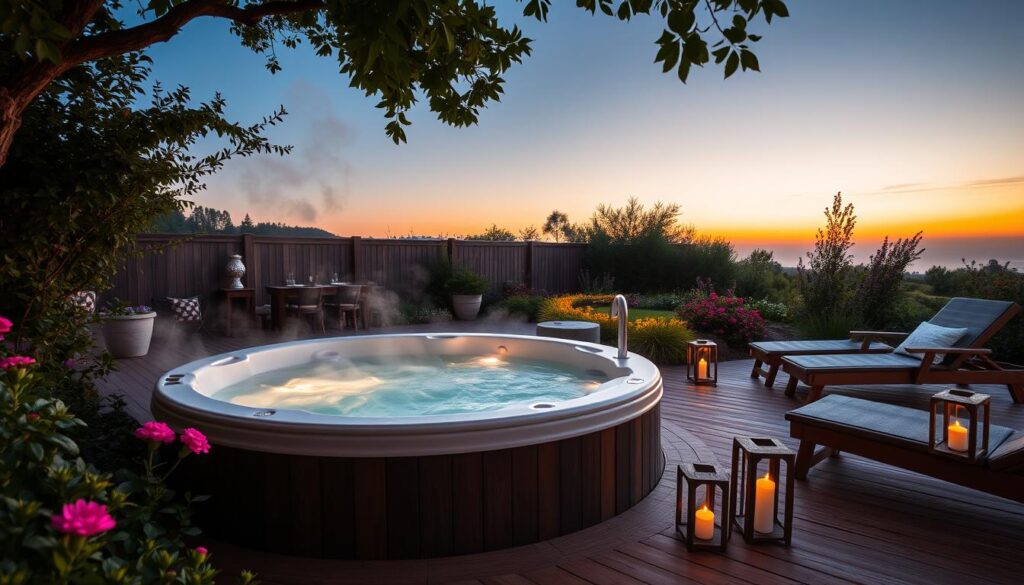 Hot tub on a deck