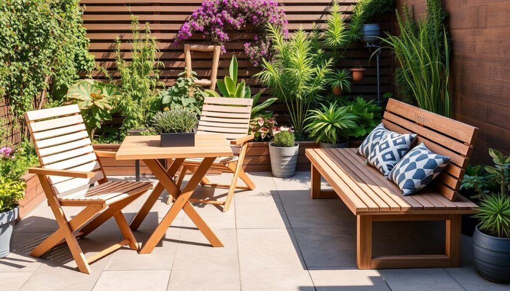 small patio garden design - outdoor furniture