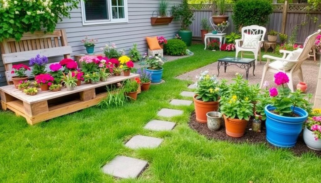 backyard landscaping ideas with planters