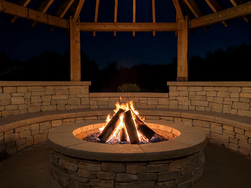 fire pit with seating wall